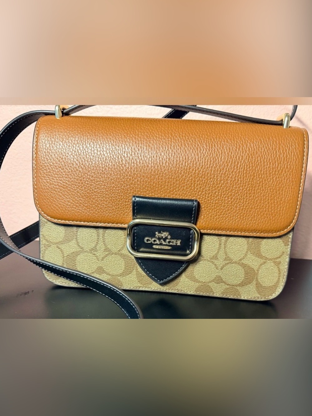 Coach Large Two-Tone Signature Morgan Shoulder or Cross Body Bag